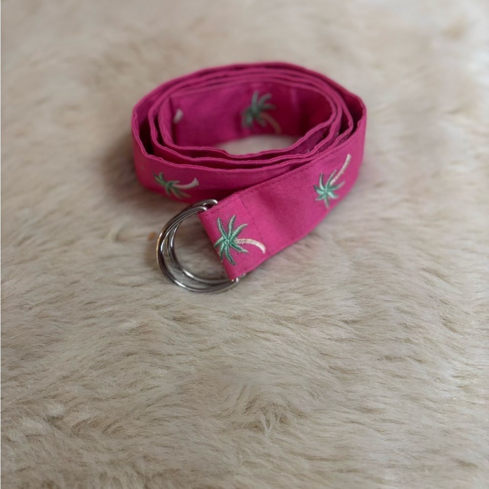 Talbots Fuchsia Belt with Palm Embroidery